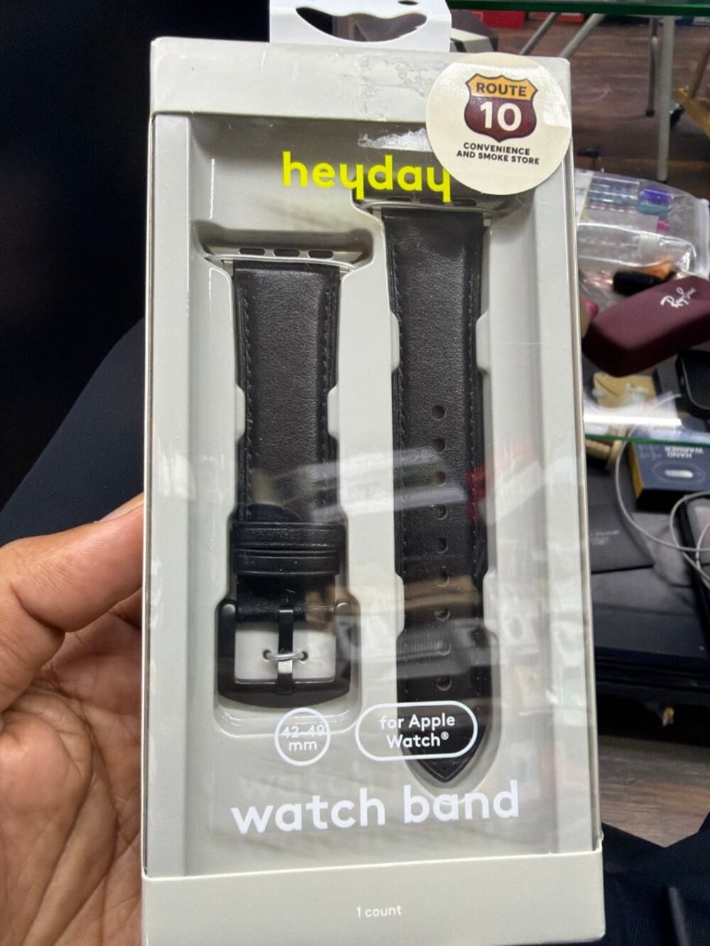 heyday Black Leather Apple Watch Band 42-49mm New in Package